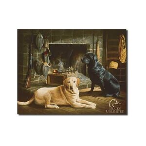 Labrador Retriever am Kamin nach Jagen